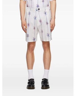 Egonlab Floral-Print Striped Shorts - White