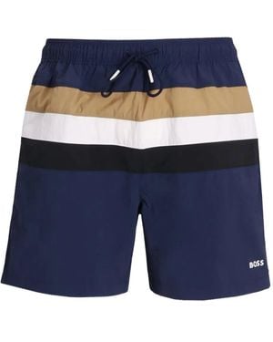BOSS Costume Da Bagno A Righe - Blu
