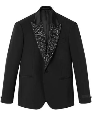 Versace Crystal-Embellished Wool Blazer - Black