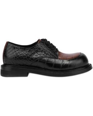 Moschino Crocodile-Embossed Derby Shoes - Black
