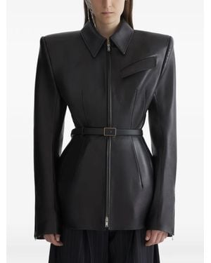 Mugler Leather Oblique Jacket - Black