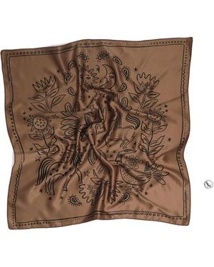Bimba Y Lola Heart-Shaped Printed-Scarf Bag Charm - Brown