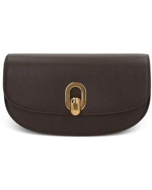 SAVETTE Tondo Crescent Leather Mini Bag - Brown