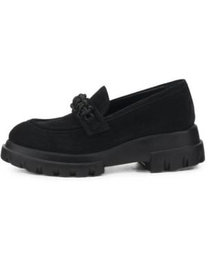 Agl Attilio Giusti Leombruni Ida Strass Wedge Loafers - Black