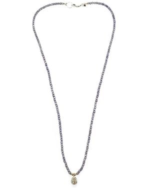 Madison Faceted-Beaded Charm Necklace - White