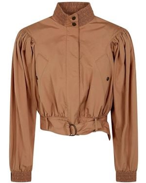 Chloé Gathered Cotton Jacket - Brown
