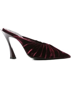 Mugler 95Mm Ruched Heeled Mules - Brown