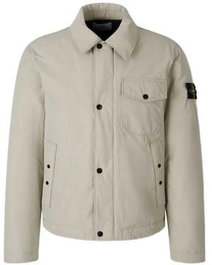 Stone Island 4100022 Micro Reps Down Coach Jacket With Anti-Drop - Natural