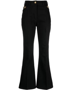Patou Logo-Embroidered Flared Jeans - Black