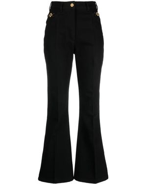 Patou Logo-Embroidered Flared Jeans - Black