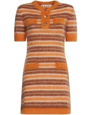 Marni Vestido Corto A Rayas - Naranja