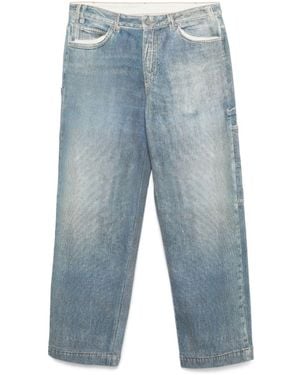 Emporio Armani Cotton Blend Cargo Wide-Leg Jeans - Blue