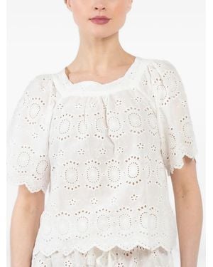 Natalie Martin Scalloped-Hem Cotton Top - White