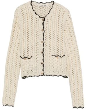 Ba&sh Sheila Scalloped-Trims Cardigan - Natural