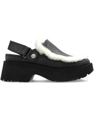 UGG Esmee Leather Clog Sheepskin Shoes - Black