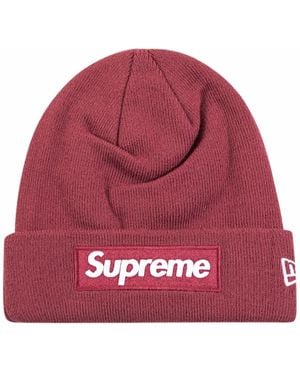 Supreme X New Era Box Logo Knitted Beanie - Red