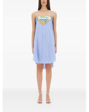 Moschino Striped-Pattern Midi Dress - Blue