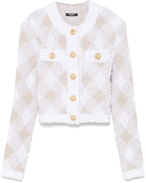Balmain Gingham Tweed Jacket - White