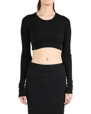 Rick Owens Long Sleeve Crop Tee - Black