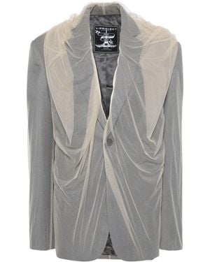 Y. Project Draped Hood Blazer - Grey
