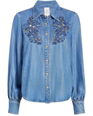 Cinq À Sept Juliette Blouse Verfraaid Met Stras - Blauw