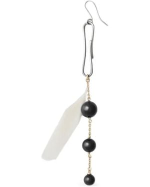 Lemaire Onyx Feather Dot Earrings - White
