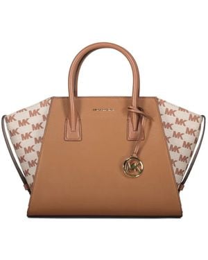 Michael Kors Avril Leather Logo-Plaque Tote Bag - Brown