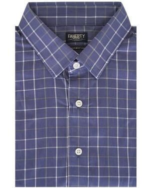Faherty Chemise The Movement À Carreaux - Bleu