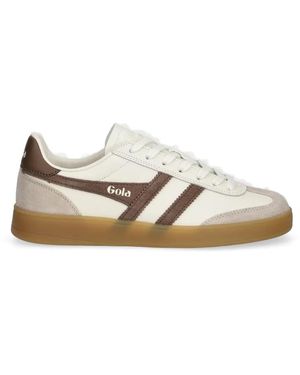Gola Baskets À Logo Imprimé Et Empiècements En Daim - White