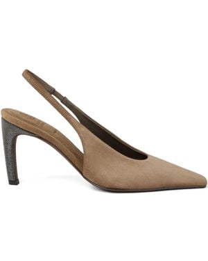Brunello Cucinelli 80mm Suede Court Shoes - Brown