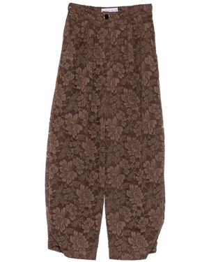 ROWEN ROSE Floral-Print Pants - Brown