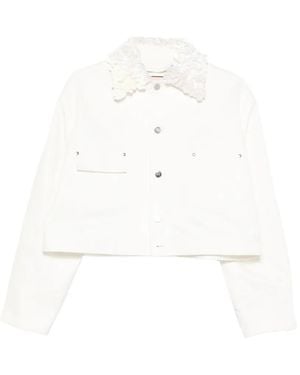 Plan C Floral Collar Jacket - White