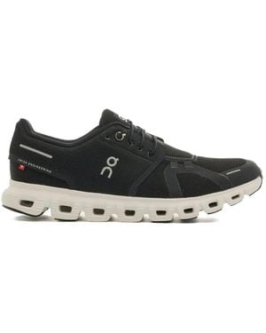 On Shoes Cloud 6 Lace-Up Logo Trainers - Black