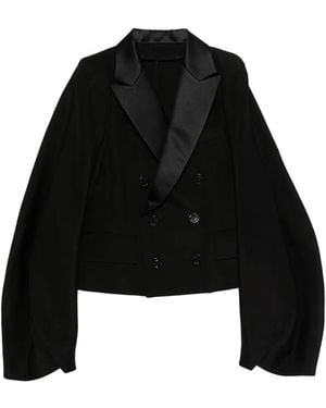 Sacai Double-Breasted Cropped Jacket - Black