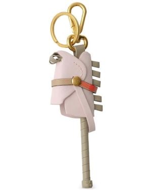 Burberry Breloque En Cuir Hobby Horse - White