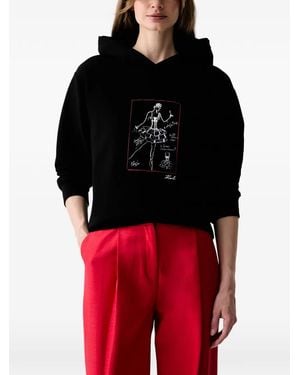 KARL LAGERFELD Sketch-Print Hoodie - Red
