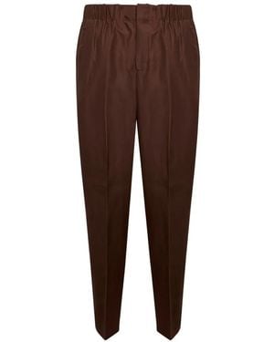 Laneus Elastic-Waistband Tapered Trousers - Brown