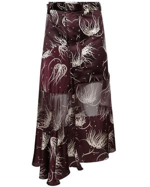 Sacai Flower Print Panel Skirt - Brown