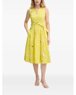 Ouí Belted Lemon-Print Midi Dress - Yellow