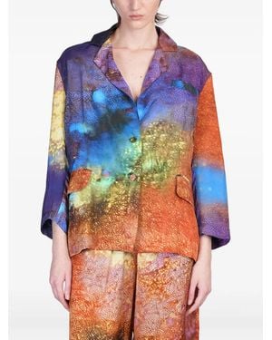 Yavi Abstract-Print Blazer - Blue