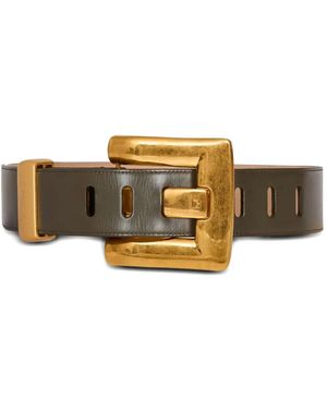Balmain Anthem Calfskin Belt - Metallic