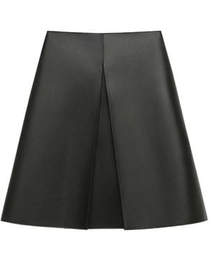 Marni Jupe En Cuir Nappa À Plis - Black