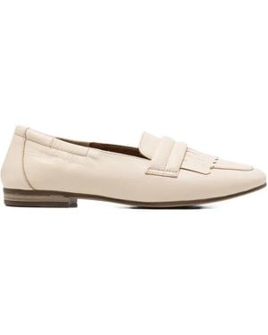 SERGIO MORETTI FIRENZE Fringed Leather Loafers - Natural
