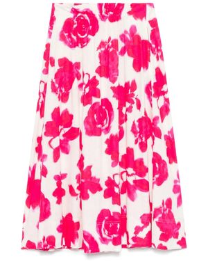 Luisa Cerano Falda midi con estampado floral - Rosa