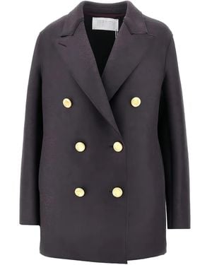 Harris Wharf London Double-Breasted Peacoat - Black