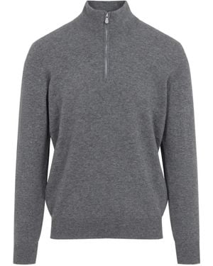 Brunello Cucinelli Half-Zip Cashmere Jumper - Grey