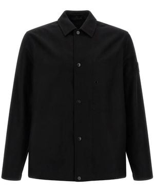 Stone Island 1200020 Wool Nylon Flannel_D.I. Ghost Overshirt - Black