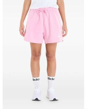 adidas Logo-Print Drawstring Shorts - Pink