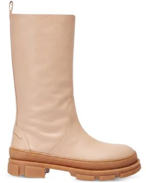 Bettina Vermillon Marie Lug-Sole Boots - White