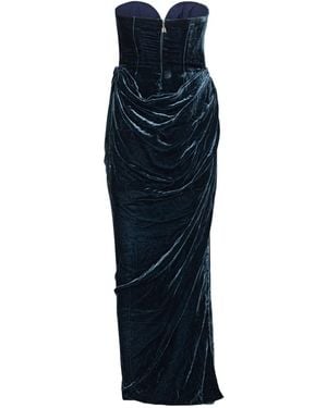 ROTATE BIRGER CHRISTENSEN Velvet Slit Maxi Dress - Blue